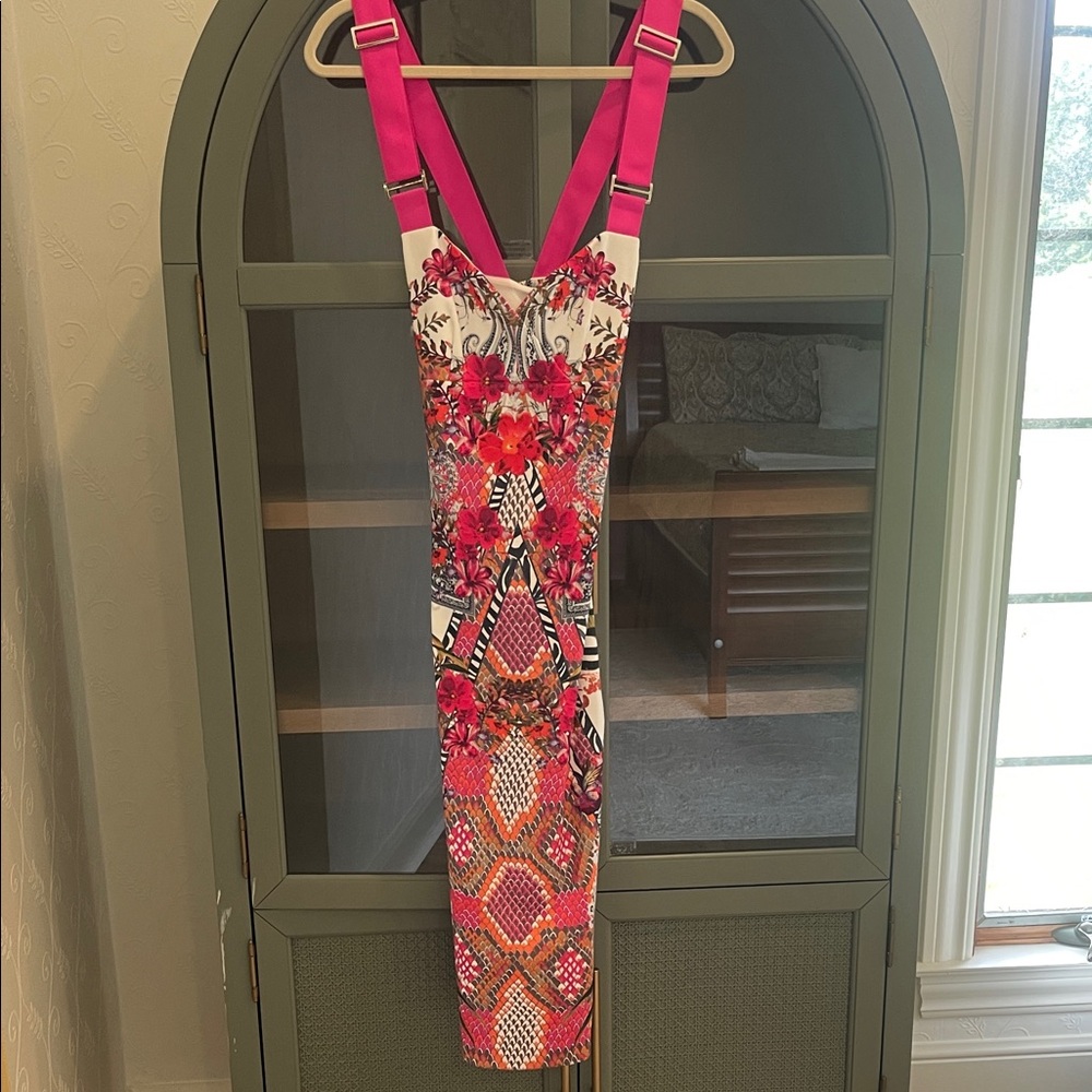 Ted Baker Strapless Dress with Pink and Multicolor Patterns